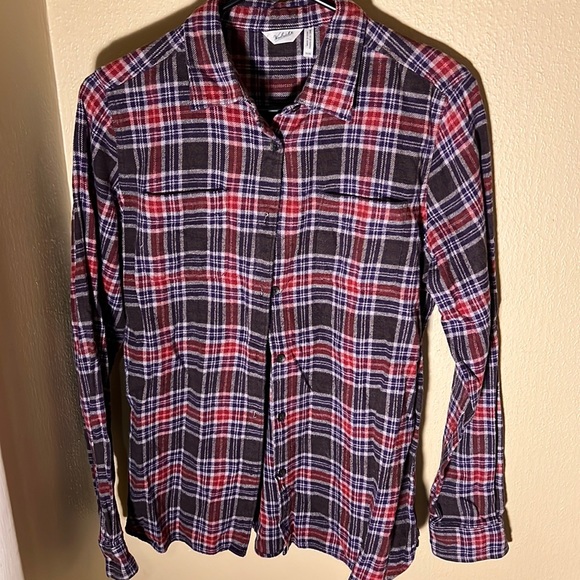 Woolrich Women’s Flannel Shirt Color Red/Blue/Gray Size Medium - Picture 1 of 5